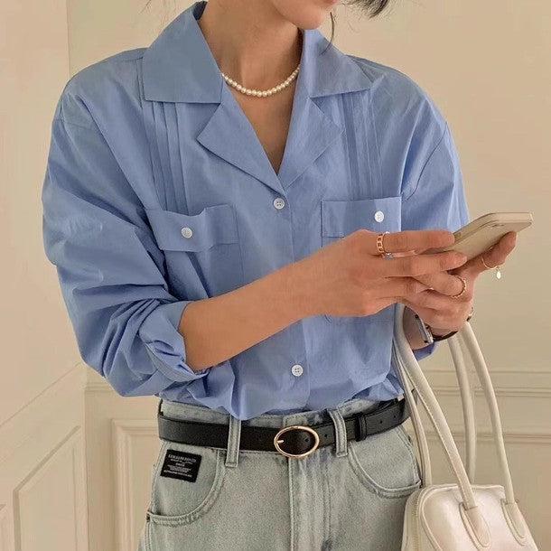 2ポケットフロントラインシャツ 6501-blue_お取り寄せ65011-画像4-韓国ファッション通販POPREA［ポップリア］