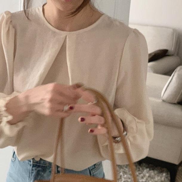 フリル袖シフォンブラウス 6504-ivory_即納6504-画像10-韓国ファッション通販POPREA［ポップリア］