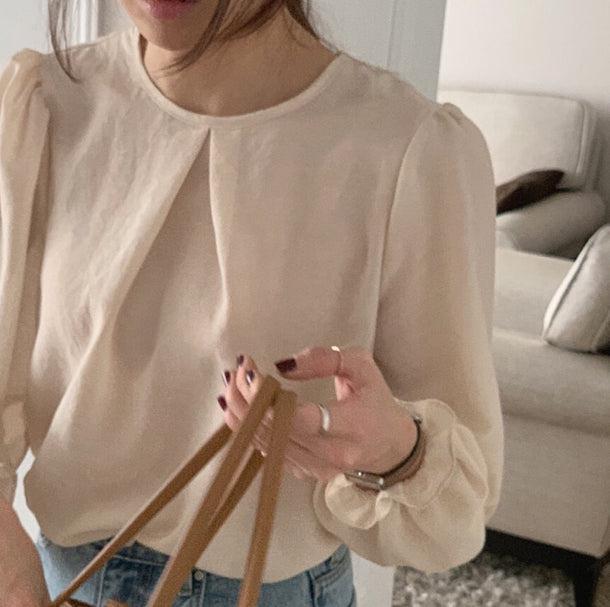 フリル袖シフォンブラウス 6504-ivory_即納6504-画像12-韓国ファッション通販POPREA［ポップリア］