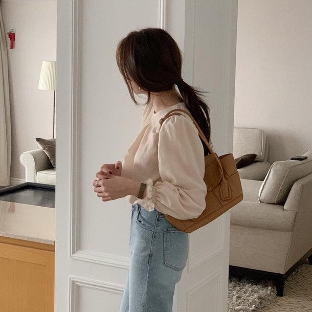 フリル袖シフォンブラウス 6504-ivory_即納6504-画像7-韓国ファッション通販POPREA［ポップリア］