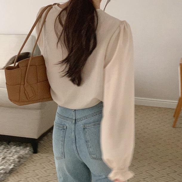 フリル袖シフォンブラウス 6504-ivory_即納6504-画像9-韓国ファッション通販POPREA［ポップリア］