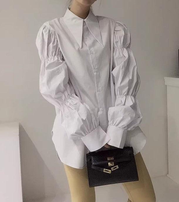 ボリュームスリーブモードシャツ﻿﻿ 6516-white_お取り寄せ6516-画像10-韓国ファッション通販POPREA［ポップリア］