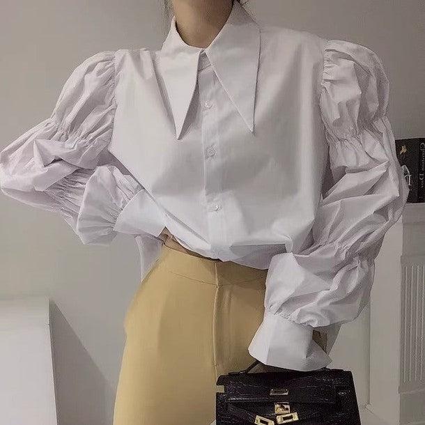 ボリュームスリーブモードシャツ﻿﻿ 6516-white_お取り寄せ6516-画像5-韓国ファッション通販POPREA［ポップリア］