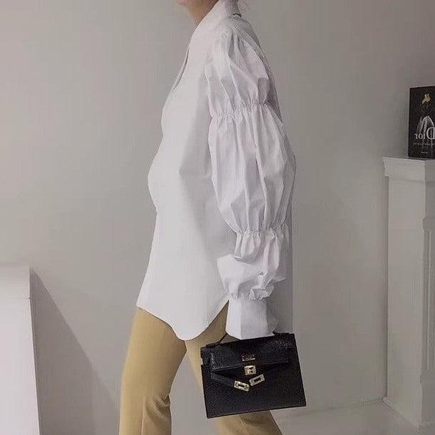 ボリュームスリーブモードシャツ﻿﻿ 6516-white_お取り寄せ6516-画像6-韓国ファッション通販POPREA［ポップリア］