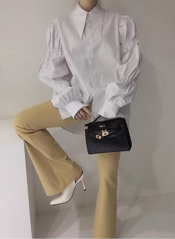 ボリュームスリーブモードシャツ﻿﻿ 6516-white_お取り寄せ6516-画像7-韓国ファッション通販POPREA［ポップリア］