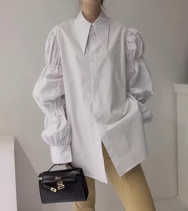 ボリュームスリーブモードシャツ﻿﻿ 6516-white_お取り寄せ6516-画像8-韓国ファッション通販POPREA［ポップリア］