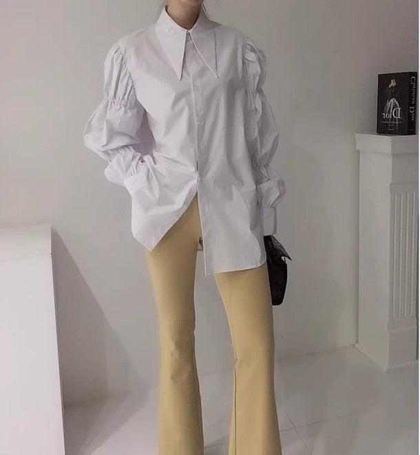 ボリュームスリーブモードシャツ﻿﻿ 6516-white_お取り寄せ6516-画像9-韓国ファッション通販POPREA［ポップリア］