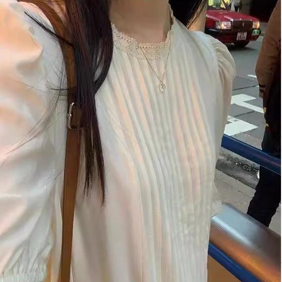 シャーリングギャザーワンピース 6520-ivory_お取り寄せ6520-画像10-韓国ファッション通販POPREA［ポップリア］