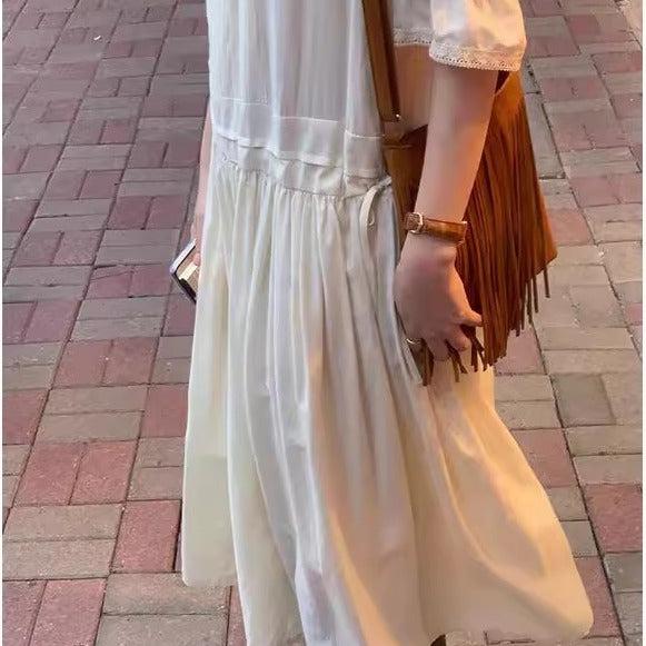 シャーリングギャザーワンピース 6520-ivory_お取り寄せ6520-画像5-韓国ファッション通販POPREA［ポップリア］