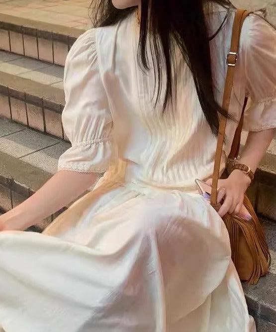 シャーリングギャザーワンピース 6520-ivory_お取り寄せ6520-画像7-韓国ファッション通販POPREA［ポップリア］