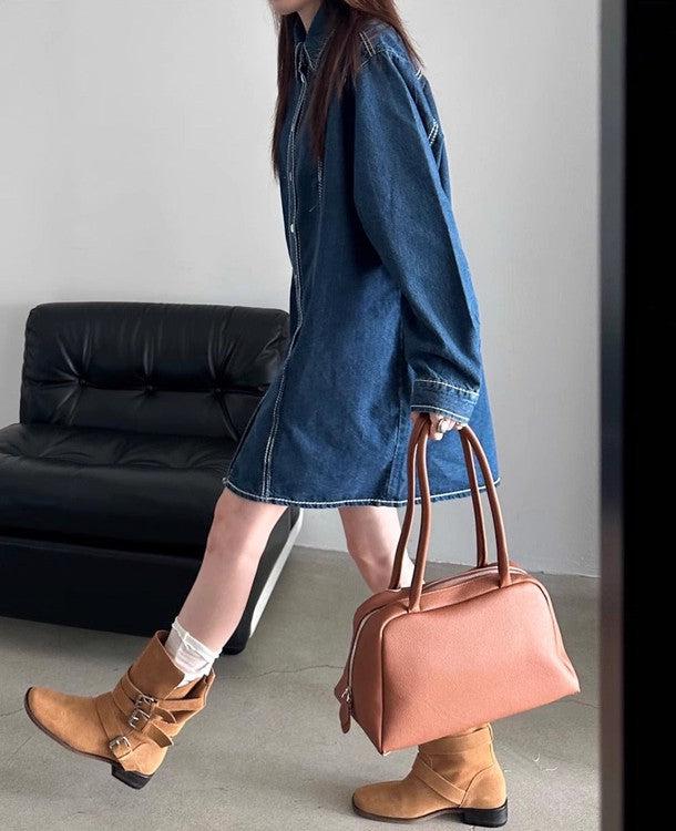 ダークデニムブルーワンピース 6524-blue_お取り寄せ6524-画像14-韓国ファッション通販POPREA［ポップリア］