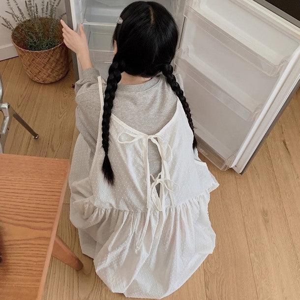 バックリボンルーズキャミワンピース﻿﻿ 6563-white_お取り寄せ6563-画像3-韓国ファッション通販POPREA［ポップリア］
