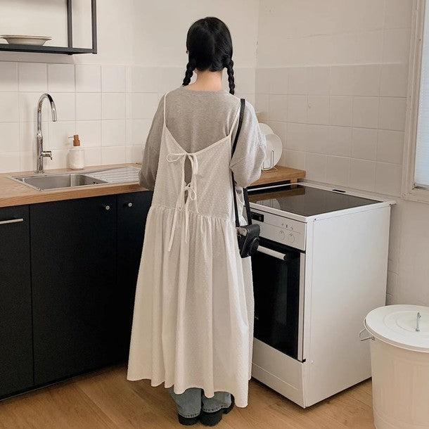 バックリボンルーズキャミワンピース﻿﻿ 6563-white_お取り寄せ6563-画像1-韓国ファッション通販POPREA［ポップリア］