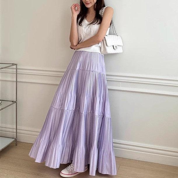 カラーティアードプリーツスカート﻿﻿ 6579-purple_お取り寄せ65791-画像2-韓国ファッション通販POPREA［ポップリア］