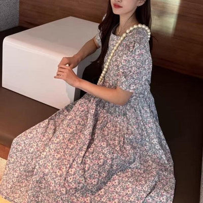 小花柄レトロワンピース 6597-ivory_お取り寄せ6597-画像5-韓国ファッション通販POPREA［ポップリア］