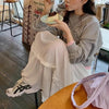 リボンプリントスウェット 6605-gray_お取り寄せ6605-画像3-韓国ファッション通販POPREA［ポップリア］