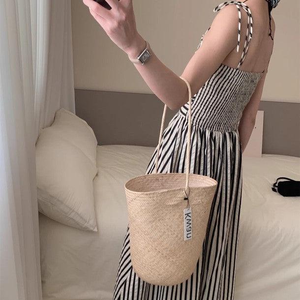 ウエスト切り替えストライプキャミワンピース 6675-black_お取り寄せ6675-画像4-韓国ファッション通販POPREA［ポップリア］