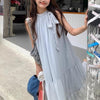 ブルーホルターネックリボン付ドレス 6694-blue_お取り寄せ6694-画像9-韓国ファッション通販POPREA［ポップリア］
