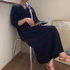 Vネックブラックワンピース﻿ 6759-black_お取り寄せ6759-画像2-韓国ファッション通販POPREA［ポップリア］