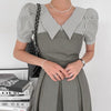 ストライプシャツドッキンググレイワンピース 6786-gray_お取り寄せ6786-画像3-韓国ファッション通販POPREA［ポップリア］