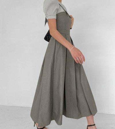 ストライプシャツドッキンググレイワンピース 6786-gray_お取り寄せ6786-画像7-韓国ファッション通販POPREA［ポップリア］