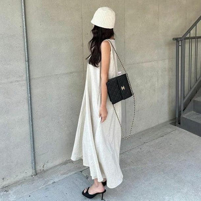 スタイルスクエアネックAラインワンピース 6798-white_お取り寄せ6798-画像2-韓国ファッション通販POPREA［ポップリア］