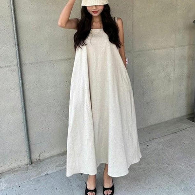 スタイルスクエアネックAラインワンピース 6798-white_お取り寄せ6798-画像1-韓国ファッション通販POPREA［ポップリア］