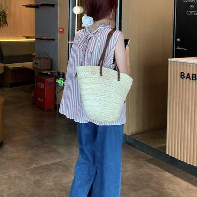 ノースリーブルーズストライプブラウス 6823-pink_お取り寄せ6823-画像7-韓国ファッション通販POPREA［ポップリア］