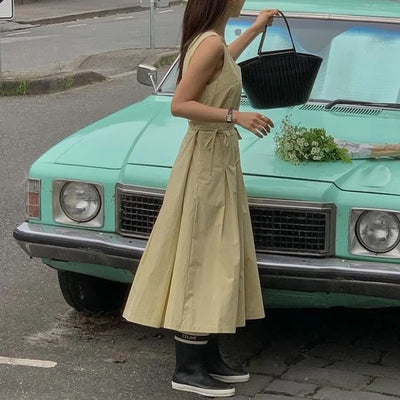 ポケットベルト付ノースリーブワンピース﻿ 6635