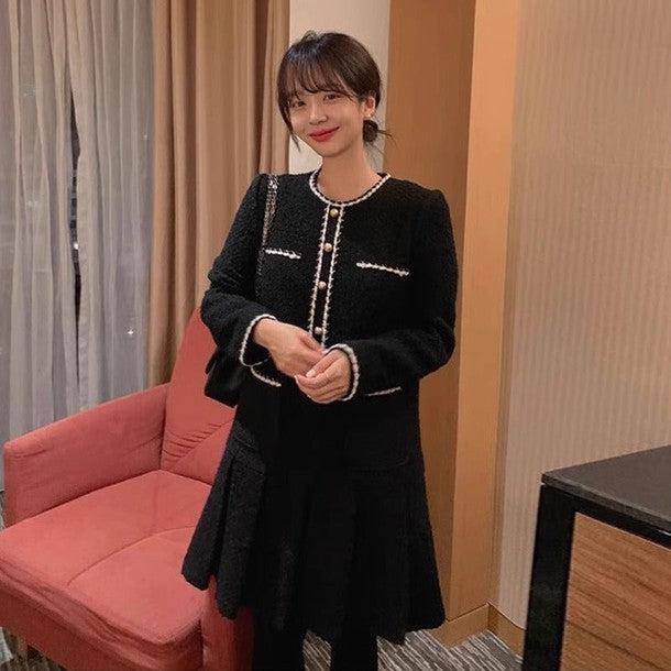 ノーカラーニットドッキングワンピース 6429-画像10-韓国ファッション通販POPREA［ポップリア］