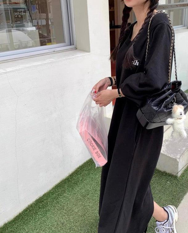 Vネックポイントロゴスエットワンピース﻿ 6207-画像10-韓国ファッション通販POPREA［ポップリア］