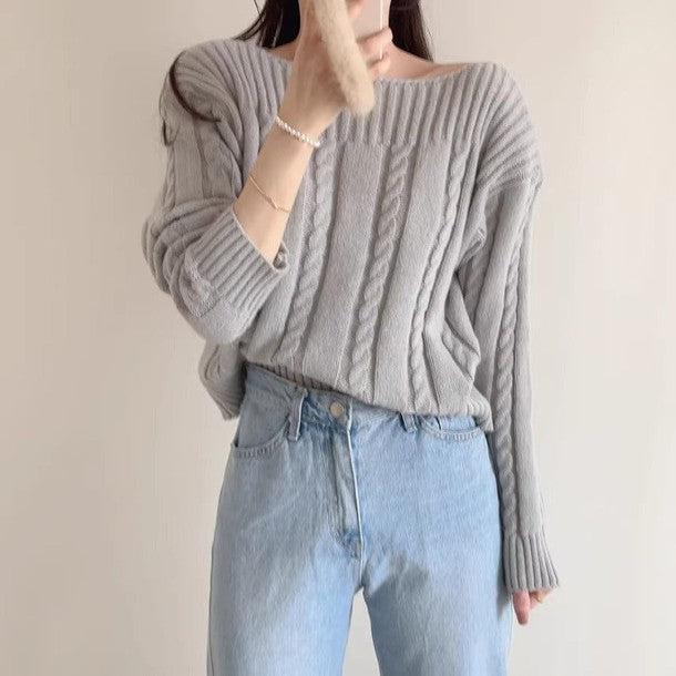 ボートネックケーブルニット 6471-画像10-韓国ファッション通販POPREA［ポップリア］