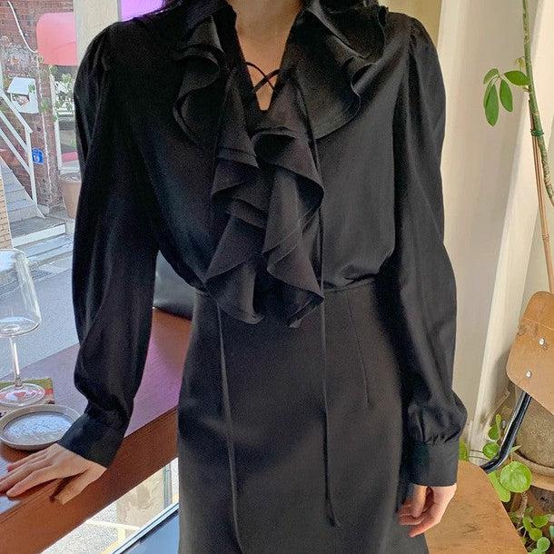 ボリュームフリルVネックネックブラウス 6399-画像10-韓国ファッション通販POPREA［ポップリア］