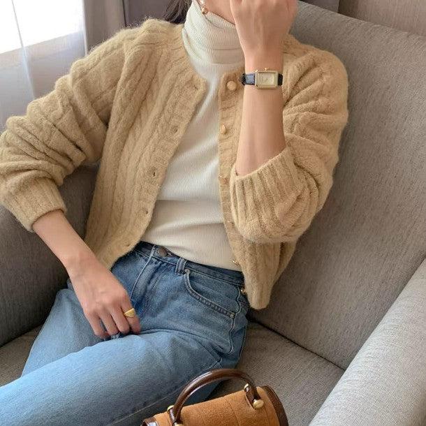 ライトカラーケーブルニットカーディガン 6298-画像10-韓国ファッション通販POPREA［ポップリア］