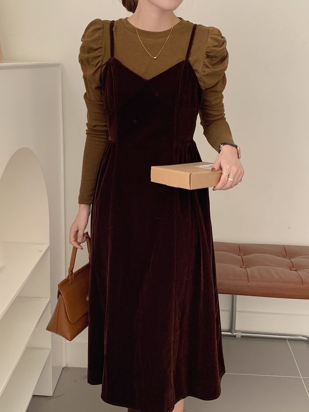 ベロアキャミソールワンピース 6252-画像10-韓国ファッション通販POPREA［ポップリア］