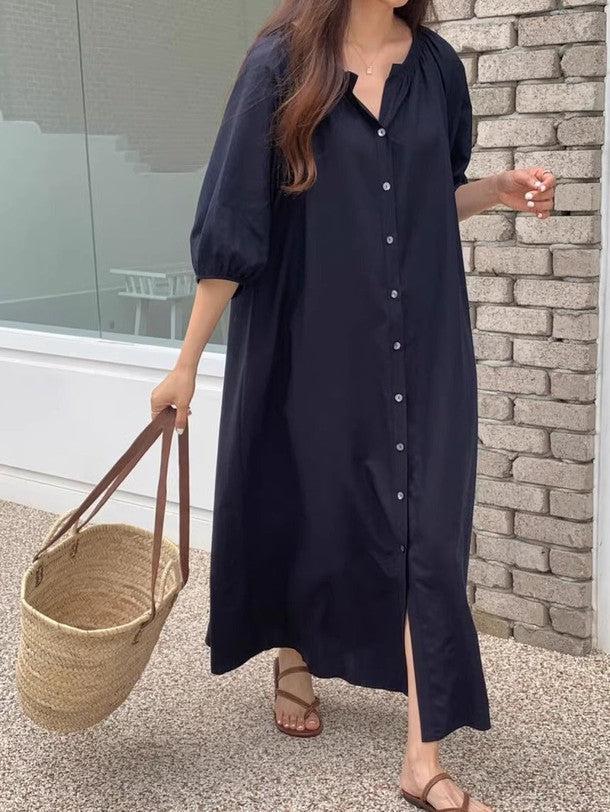 Vネックフロントボタンワンピース 6476-画像10-韓国ファッション通販POPREA［ポップリア］