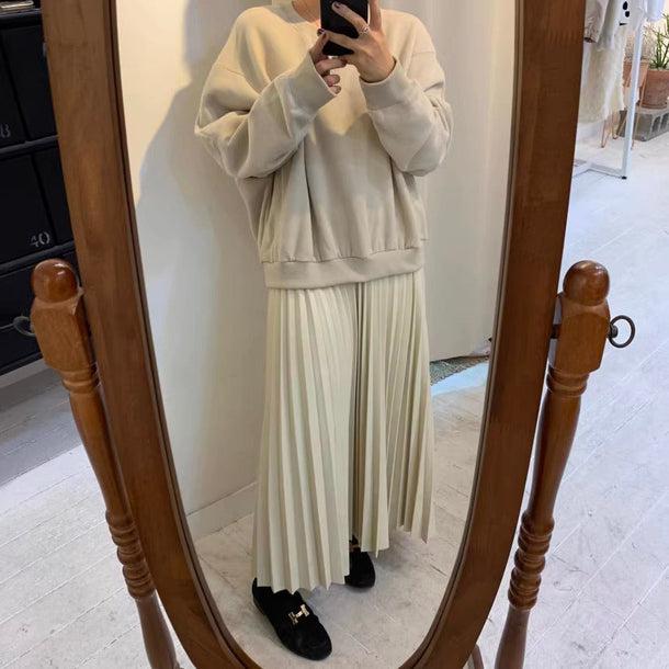 トレーナー&プリーツスカートドッキングドレス 6194-画像10-韓国ファッション通販POPREA［ポップリア］