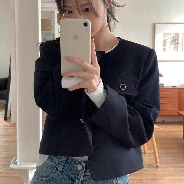 サイドポケットノーカラージャケット﻿ 6220-画像10-韓国ファッション通販POPREA［ポップリア］