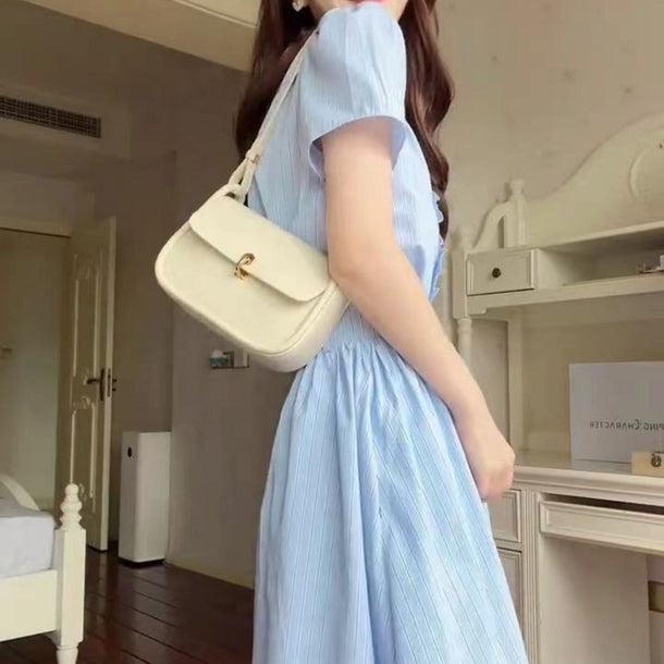 ストライプフリルボタンシャツ＆スカート 6125-画像10-韓国ファッション通販POPREA［ポップリア］