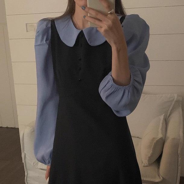 丸襟ブラウスドッキングワンピース 6489-画像10-韓国ファッション通販POPREA［ポップリア］