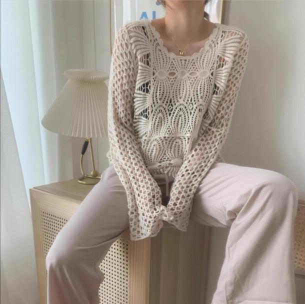 クロシェ長袖ニット 6027-画像10-韓国ファッション通販POPREA［ポップリア］