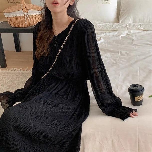 クリンクルロングワンピース 6547-画像10-韓国ファッション通販POPREA［ポップリア］