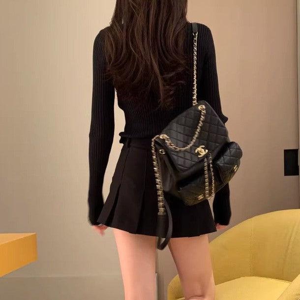 斜めボタンタートルネックリブニット﻿ 6441-画像10-韓国ファッション通販POPREA［ポップリア］