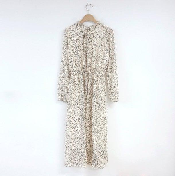 バックリボン小花柄ロングワンピ‐ス 6586-画像10-韓国ファッション通販POPREA［ポップリア］