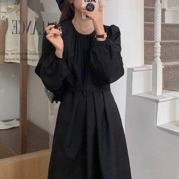 ベルト付きフロントタックロングワンピース﻿ 6224-画像10-韓国ファッション通販POPREA［ポップリア］