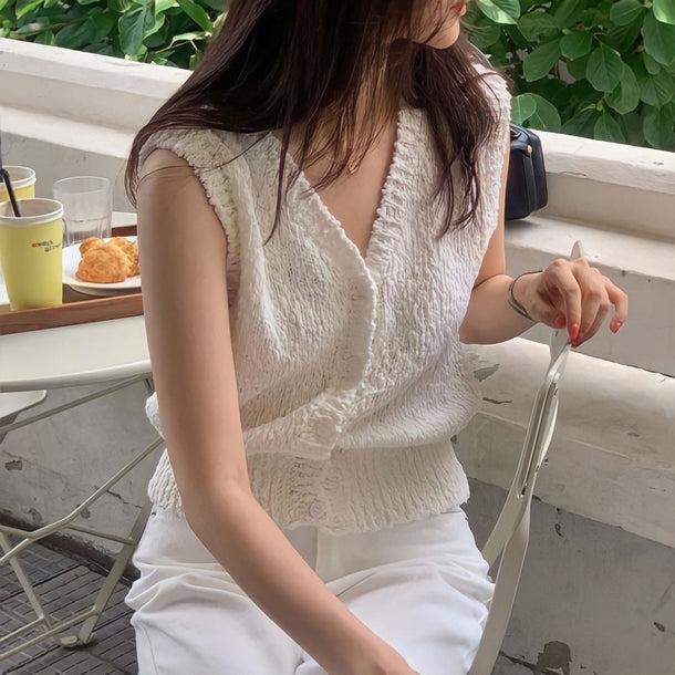 オフホワイトサマーニットベスト﻿ 6088-画像10-韓国ファッション通販POPREA［ポップリア］