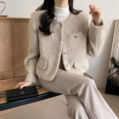 中綿ノーカラーショートジャケット 6355-画像10-韓国ファッション通販POPREA［ポップリア］