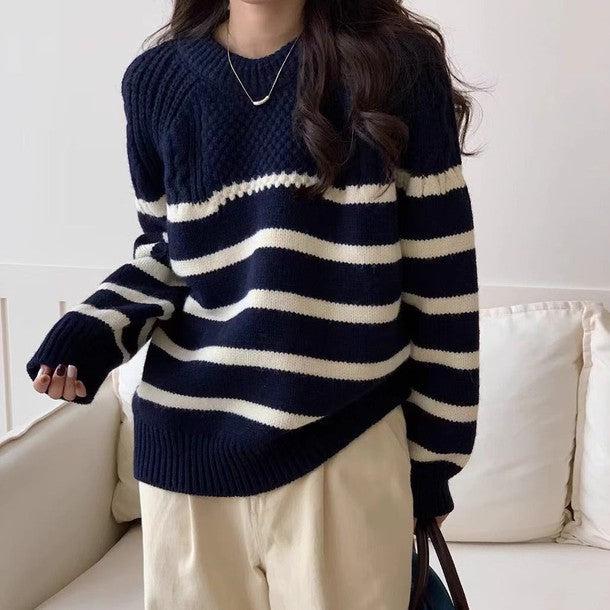 ケーブルボーダーラグランニット 6330-画像10-韓国ファッション通販POPREA［ポップリア］