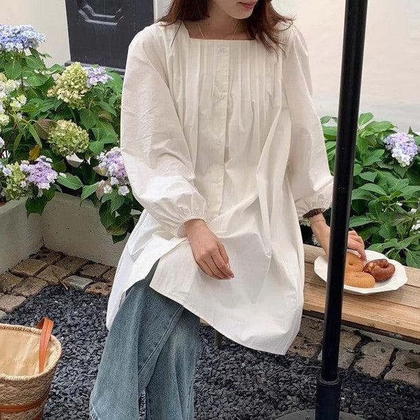 ノーカラーフロントボタンワンピース 6539-画像10-韓国ファッション通販POPREA［ポップリア］