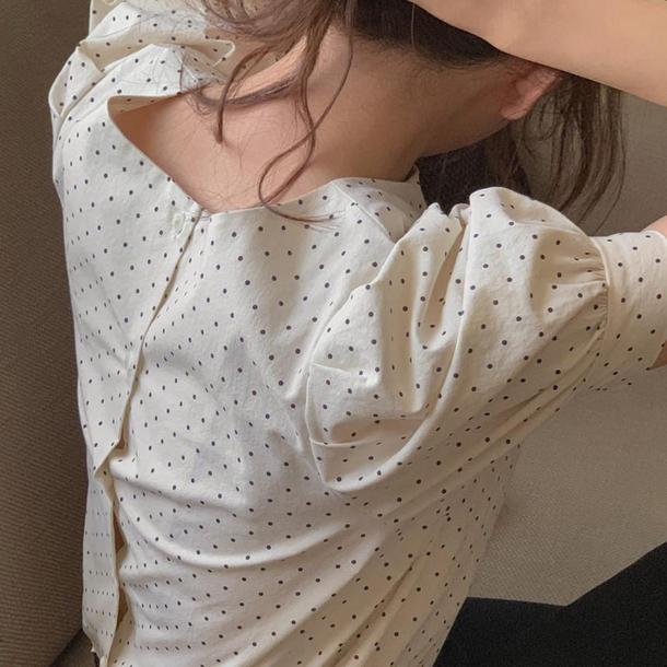 2WAY半袖ドットブラウス﻿ 6642-画像10-韓国ファッション通販POPREA［ポップリア］